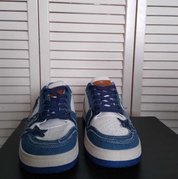 PACOGIL Denim White Star Sneakers – Size 42 EU – Streetwear Casual Shoes - Picture 3 of 14